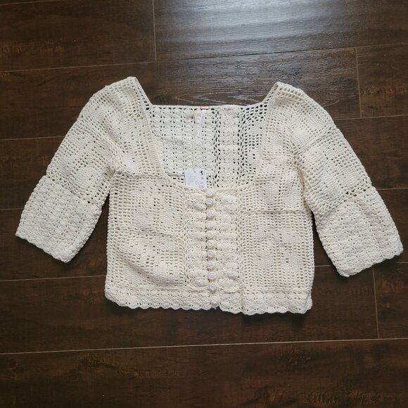 Free People Bahamas Crochet Top Womens S Boho Chic Hippie Beach Vintage Retro - Picture 2 of 7